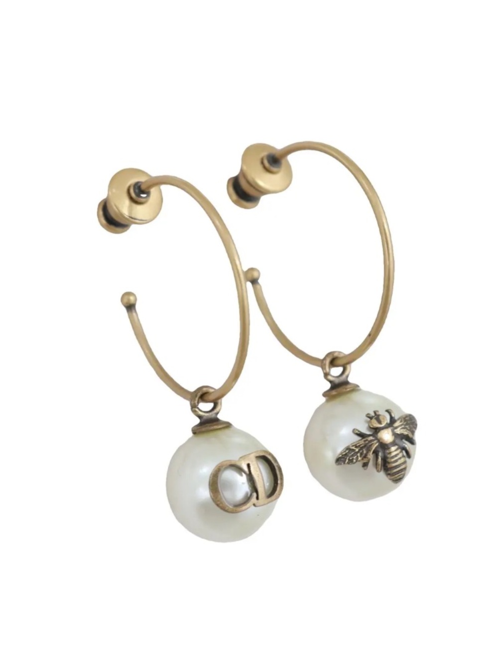 Like New Dior Pearl Hoop Earrings